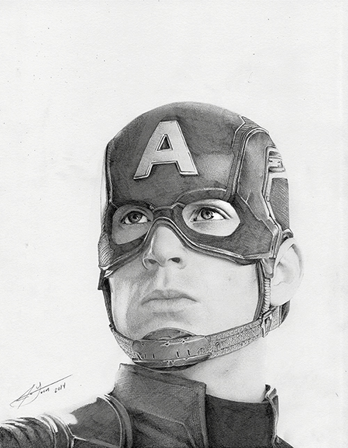 Chris Evans Portrait as Captain America by Julio Lucas - Julio Lucas