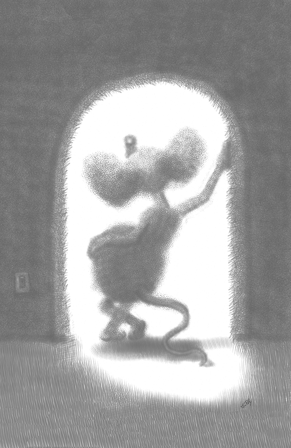 Mouse at the Door (Black & White)