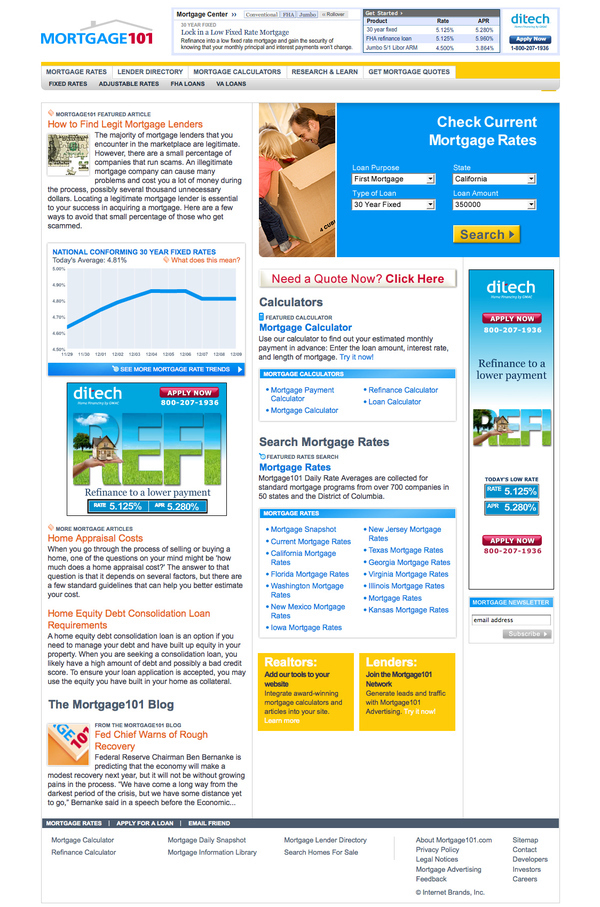 mortgage101.com home financing website design