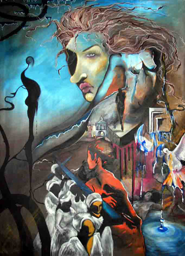 The Drag Queen Dilemma painting oil on canvas by Izabela Wojcik