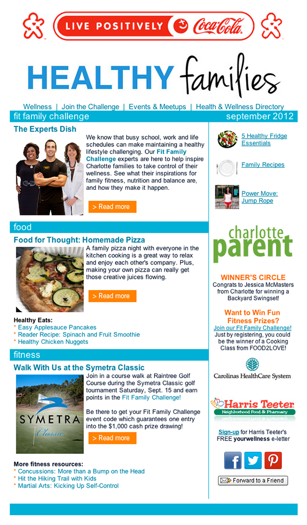 Newsletter for design of Charlotte Parent's "Healthy Families" ...
